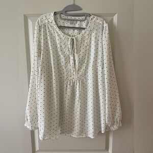 White and Black Loft Plus Polka Dot Blouse